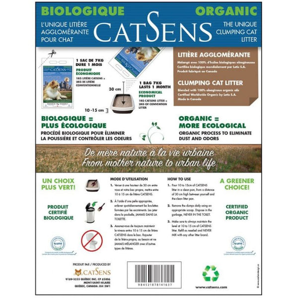 LITIÈRE AGGLOMÉRANTE BIOLOGIQUE CATSENS - 12 KG