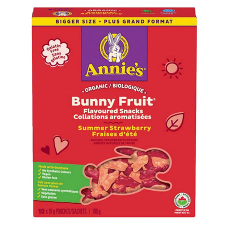 ANNIE'S BUNNY FRUIT BIOLOGIQUE SAVEUR FRAISE D'ÉTÉ - 10 SACHETS DE 19 G